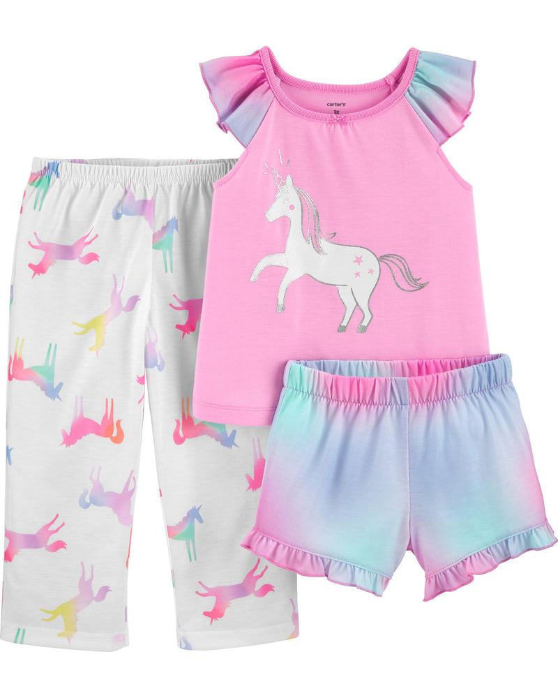 Set 3 piezas pijama holgado unicornio niña pequeña Carters