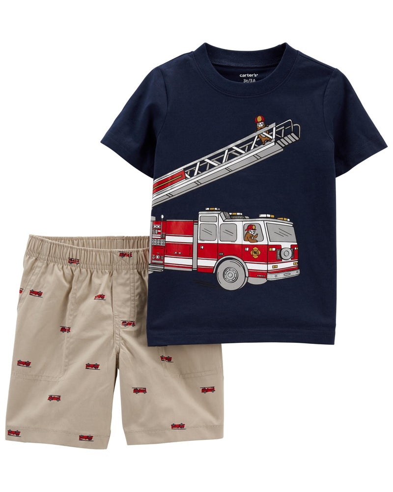 Conjunto Polo Pantalón Corto 2 Piezas Firetruck Bebé Niño Carter's